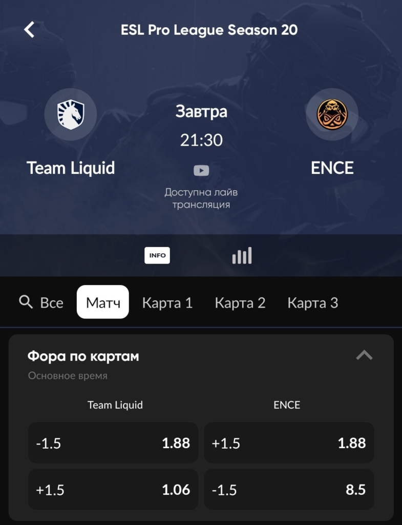 Ставки на фору по картам