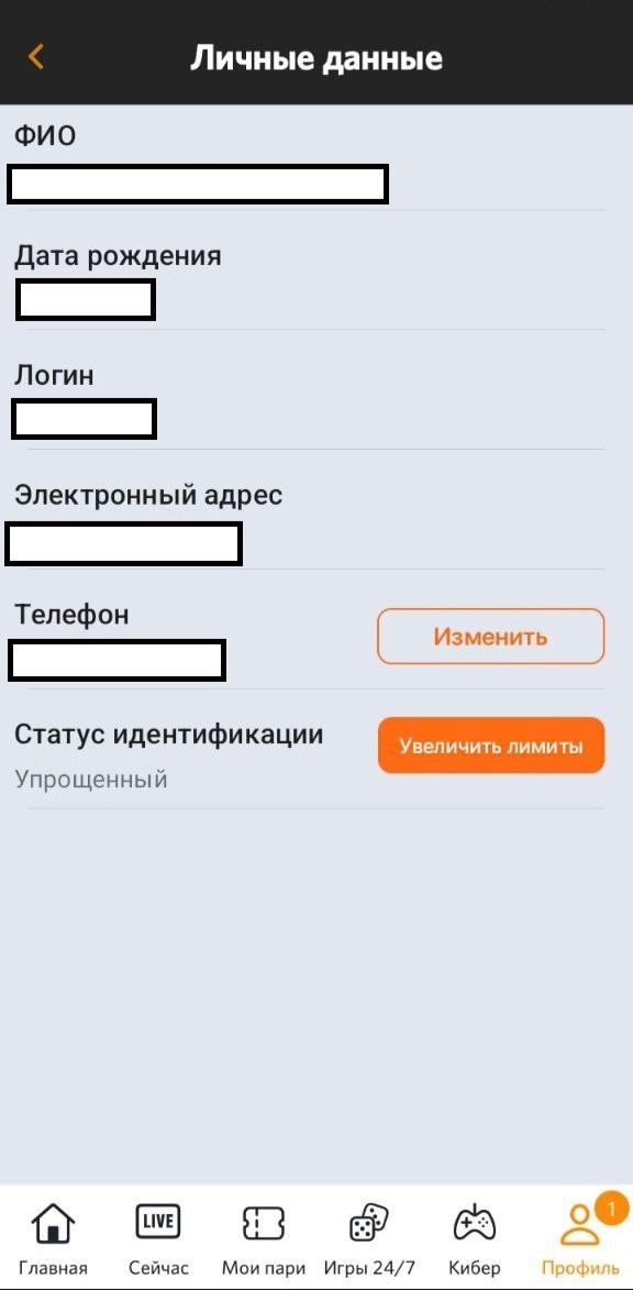 Полная идентификация в Winline